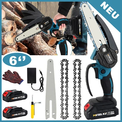 MITOOL Akku Kettensäge 800W 6 Zoll Mini Elektro Kettensägen Handkettensäge Mit 2 Akkus