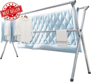 Clothes Drying Rack 95 Inches Folding Outdoor Indoor, Drying Rack Clothing Colla - Picture 1 of 12