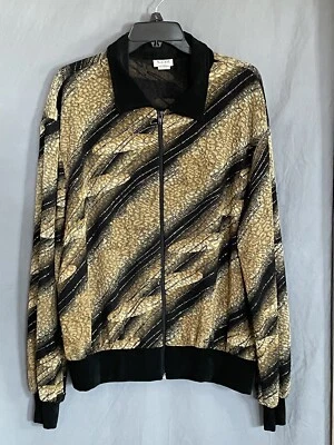 Винтажная куртка Rebekah США на молнии с длинным рукавом с коричневым и черным принтом - Изображение 1 из 4