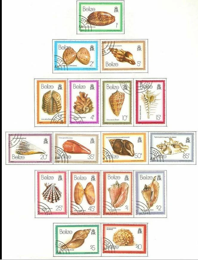 Seashells Belice # 471 - 487 conjunto cancelado valor tópico emitido 1980 ganga Foto 1 de 1
