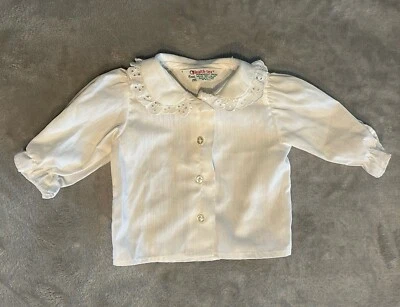 Blusa de Colección Blanca Health Tex 6 Meses Con Botones Manga Larga Cuello Encaje Bebé Foto 1 de 4