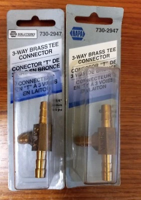 Lot of 2 Genuine Napa 7302947 1/4 In. Brass Tee Connector Foto 1 de 2
