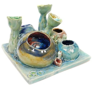 Diane Martin Lubinski 215 Stunning Signed Handmade Coral Reef Art Clay Sculpture - Picture 1 of 8