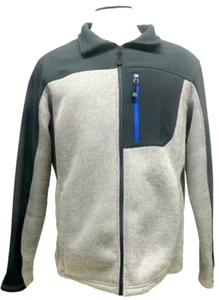 Swiss Tech Mens Large 42-44 Heather Gray Softshell Fleece Knitted Jacket - Picture 1 of 8