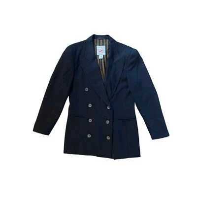 Casaco jaqueta vintage feminino 34 Mondi Alemanha Ocidental lã azul marinho blazer  - Imagem 1 de 4