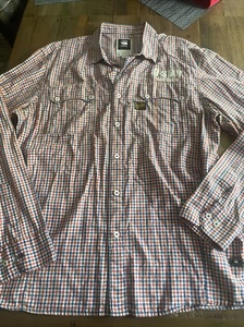 G-Star Raw Men’s Shirt XXL 2XL Orange Blue Check Long Sleeve Pockets - Picture 1 of 9