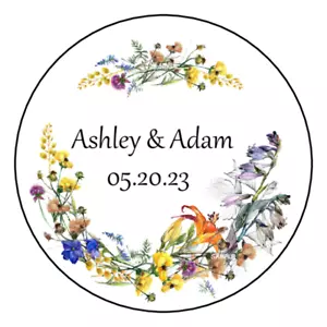 12 Wildflowers Bridal Shower Wedding Stickers Favors Labels tags 2.5" Floral - Picture 1 of 1
