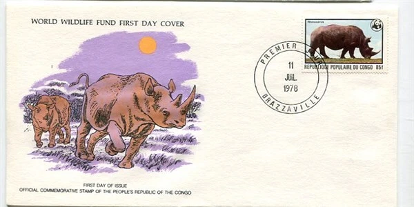 D11383 WWF Rhinoceros FDC Congo - Image 1 of 1