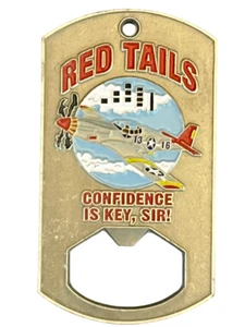 Red Tails Bottle Opener Challenge Coin Dogtag shape 3 x 1 3/4"-042A1 - Picture 1 of 2
