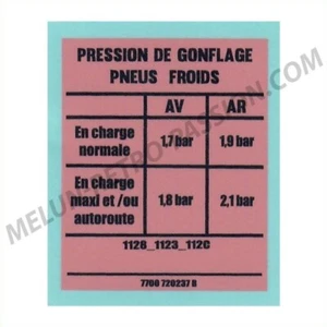 AUTOCOLLANT PRESSION GONFLAGE RENAULT 4 4L R4 ROSE CONTOUR BLEU - Picture 1 of 1
