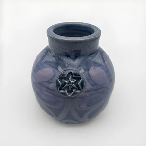 Small Signed Studio Pottery Vase Beautiful Purple Blue Color With Star Accent - Picture 1 of 9