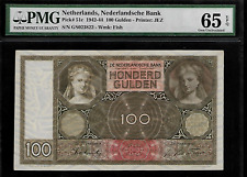 Netherlands 100 Gulden 1942 PMG 65 EPQ UNC P#51c Nederlandsche Bank, Series GS