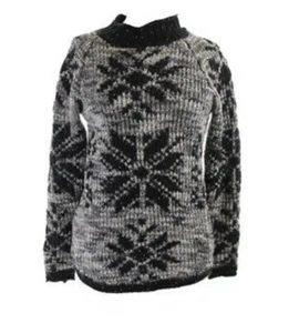 American Rag schwarz grau Glanz Schneeflocke Tunika Pullover Gr. L Neu mit Etikett - Bild 1 von 2