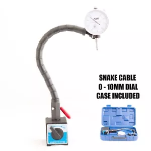 0 - 10mm Dial Indicator Gauge + Snake Shape Arm + Magnetic Base Holder GEN 2 - Picture 1 of 5