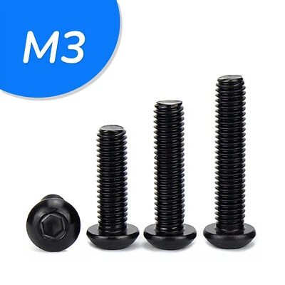 Tornillos de cabeza de lente M3 acero inoxidable V2A VA A2 ISO 7380 hexágono interior negro M3x - Imagen 1 de 3