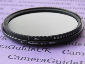 62mm Neutral Density Fader Variable Lens Filter ND2 to ND400 for Canon Nikon - Picture 1 of 2