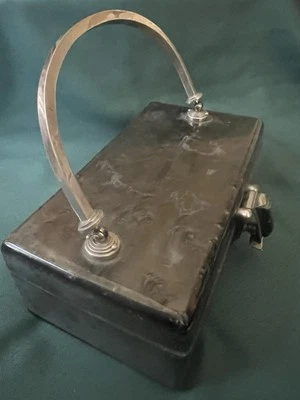 FABULOUS 1950s ART DECO LUCITE GRAY MARBLED PURSE HANDBAG LLEWELLYN LEWSID JEWEL - Image 1 of 4