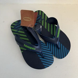 Havaianas Kids Size C13/Y1 Blue and Green Flip Flops - Picture 1 of 5