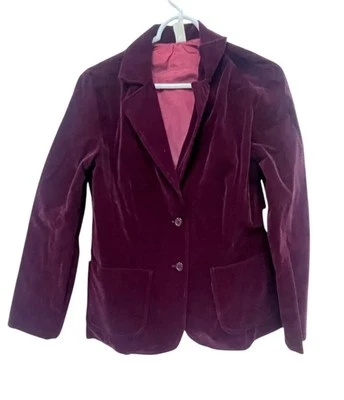 Blazer Púrpura Terciopelo Mujer 11 Dos Botones Vintage Años 70 Muesca Solapa Nuevo con Etiquetas Terciopelo Foto 1 de 4