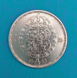 MONEDA DE PLATA SUECIA 1 CORONA 1946 ⭐ SUECIA 1 CORONA 1946 - Imagen 1 de 2