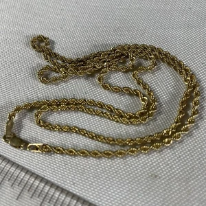 10K Yellow Gold Rope Chain Necklace 20” Inch Lightweight 1.5g - Picture 1 of 7
