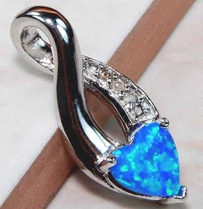 Australian Opal Inlay & White Topaz 925 Sterling Silver Pendant GA9 - Picture 1 of 1