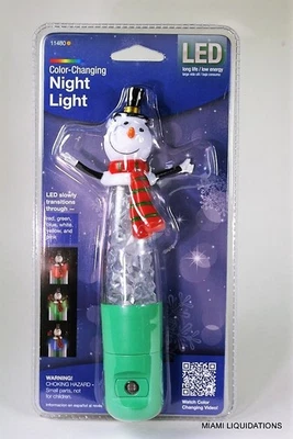 Color-Changing LED Night Light w/ Sensor Snowman Jasco 11480 8" Holiday Xmas - Image 1 of 2