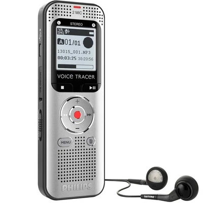 NEW Philips VoiceTracer DVT2000/00 4GB Handheld Digital Recorder Black/Silver - Image 1 of 4