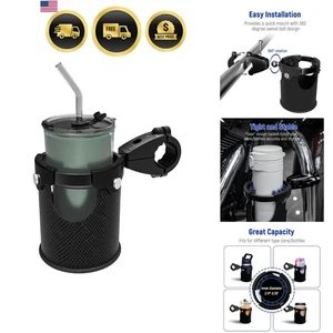 Motorcycle Cup Holder with 360 Swivel Fit ATV UTV Scooter Handlebar Black - Picture 1 of 7