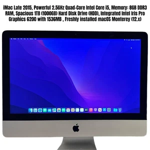 Apple iMac 21.5" Late 2015 A1418 i5 2.8GHz 8GB RAM 1TB HDD Iris Pro Graphics - Picture 1 of 7
