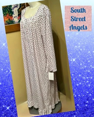 EILEEN WEST C6826629 ~ CAMISÓN FLORAL JERSEY ALGODÓN MANGA LARGA ~ TALLA 2X Foto 1 de 4