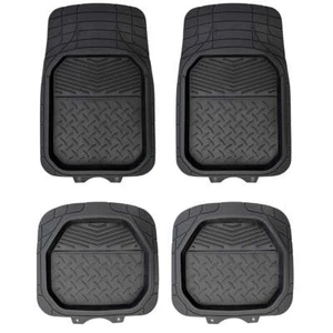 Maxi Trac 4x4 Black Heavy Duty Rubber Shallow Dish Car Floor Mats Set of 4 - Picture 1 of 2