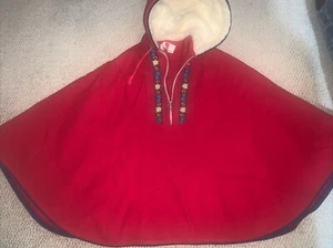 Vintage F W Fischer Wool Cape Youth Size In Photos Red - Picture 1 of 6