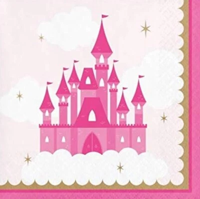 Creative Converting Pink Castle Beverage Napkins - 16pcs - Image 1 of 3