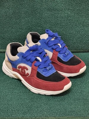 Zapatilla deportiva Chanel CC logo color bloqueado gamuza cuero retazos caña baja EU38 Foto 1 de 4