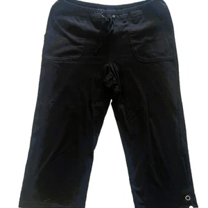 Onque Casuals Ladies Pants Medium Black Tie Waist Hem Detail - Picture 1 of 9
