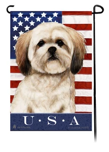 Patriotic USA Garden Flag - Brown Lhasa Apso 084 - Bild 1 von 1