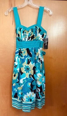 mujer talla pequeña 3 vestido de verano sin mangas verde vestido floral nuevo con etiquetas My Michelle Foto 1 de 4