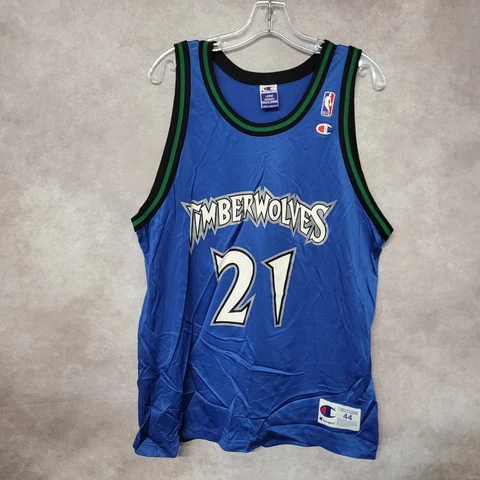 Vintage 90s Champion Minnesota Timberwolves Kevin Garnett 21 Jersey Mens 44 L Cover