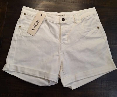 NWT Roxy Ivory Gently Distressed Cuffed Denim Shorts Women's Size 25  - Image 1 of 4