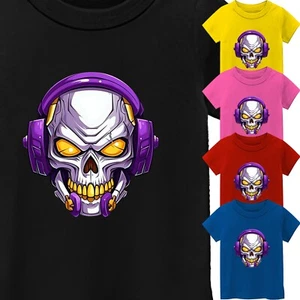 Kid's T-Shirt Colorful Christmas Skull Horror Funny USA Gym Workout New Gift Tee - Picture 1 of 14