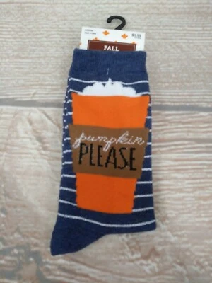 ¡Nuevo! Calcetines Mujer "Pumpkin Please" Talla 4-10 Otoño Cosecha Latte Otoño Café Foto 1 de 4