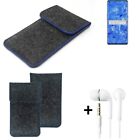 Protective cover for Oppo Reno6 Pro 5G dark gray blue edge Filz Sleeve + earphon