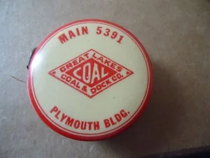 VTG GREAT LAKES COAL & DOCK COMPANY HURON BUILDING CELLULOID POCKET TAPE MEASURE - Picture 1 of 2