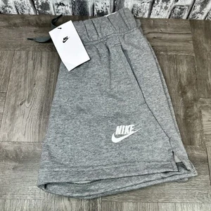 Nike Sportswear Club French Terry Gray Girls sz L Elastic Band Athletic Shorts - Picture 1 of 4