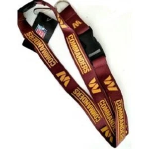 NFL Washington Commanders Logo in Yellow on Red Lanyard Keyring 23"X3/4" Aminco - Picture 1 of 1