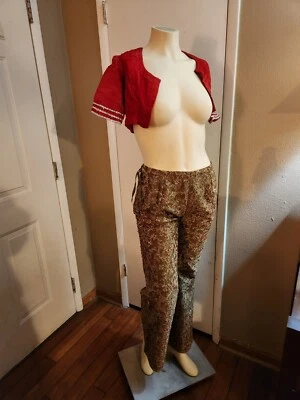 Pantalones indios tradicionales para mujer y top de hombro 2 piezas Leer Desc para tallas Foto 1 de 4