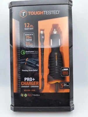 LNIB TOUGH TESTED 12' MICRO USB PRO + Car & Truck 9 Volt ANDROID CHARGER - Image 1 of 4