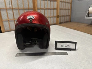 VINTAGE RED Metal Flake MOTORCYCLE HELMET Lear Siegler Bon Aire BA-71 XL GREAT! - Bild 1 von 10