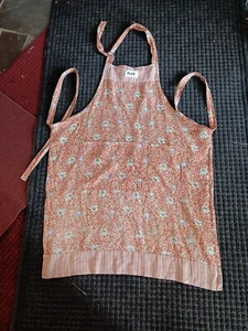 VTG Flax Jeanne Engelhart apron one size lightweight linen? floral/stripe - Picture 1 of 8